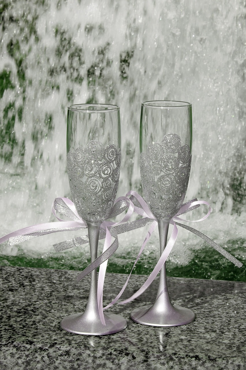 glasses, wedding, celebration